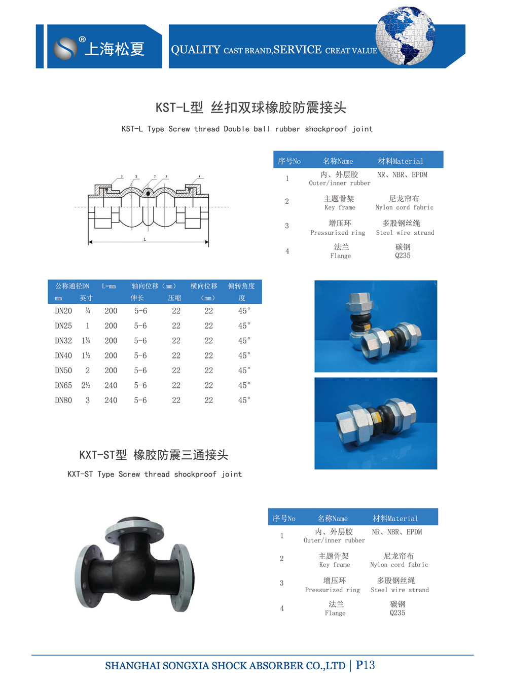 KST-DN40-1.6Mpa-電動機消防泵組螺紋絲扣橡膠軟接頭 KST-DN40-1.6Mpa-電動機消防泵組螺紋絲扣橡膠軟接頭